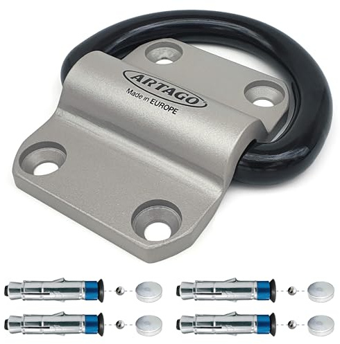 ARTAGO 60 Ancrage Sécurité Sol/Mur, Haut de Gamme, Anneau XXL Basculant ø20mm, Acier Résistance Maximale et Boulons Plus Profondes Blindées, Ancre Fixation pour Chaîne Antivol Moto Garage Parking