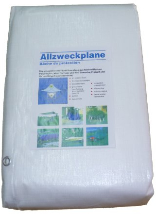 Aquagart Abdeckplane Gewebeplane 8x10m wasserdicht 260g I 80qm Gewebe-Plane mit Ösen weiß I Gartenplane Bootsplane