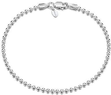 Amberta 925 Sterlingsilber Armkette - Kugelkette Armband - 2 mm Breite - Verschiedene Längen: 18 19 cm (19cm)