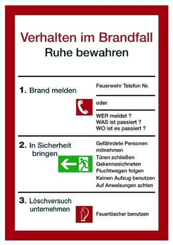 LEMAX® Aushang, Verhalten im Brandfall Kunststoff langnachleuchtend weiß/schwarz/Randfarbe: rot 210x297mm