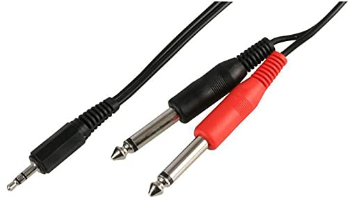 Pro Signal – 3.5 mm stereo jack Plug a 2 x cavo connettori jack mono da 6.35 mm (1/10,2 cm), 5 m, colore: Nero