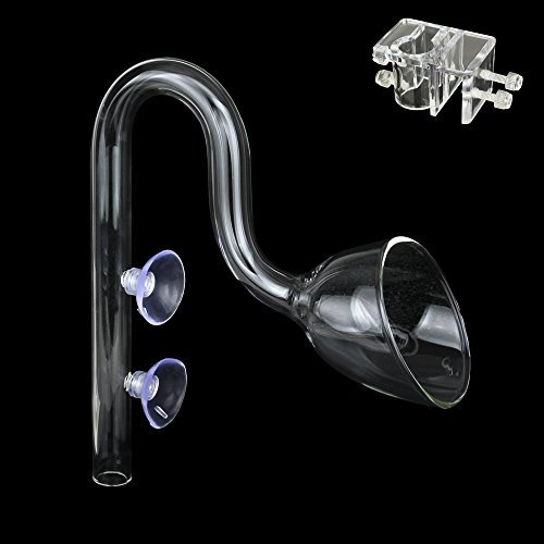 SENZEAL 17mm Aquarium Auslauf Glas Lily Pipe Wasserpflanze Rohr mit Acryl-Clip für Fisch