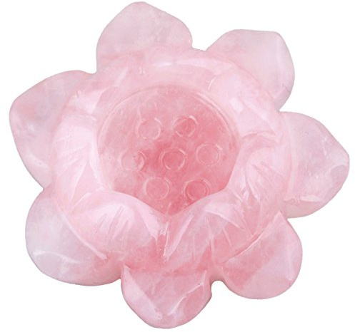 mookaitedecor Porte Bougies/Support de Balle Fleur de Lotus Quartz Rose Pierre Naturelle,Cristal Guérison pour Table Décoration Chauffe-Plat