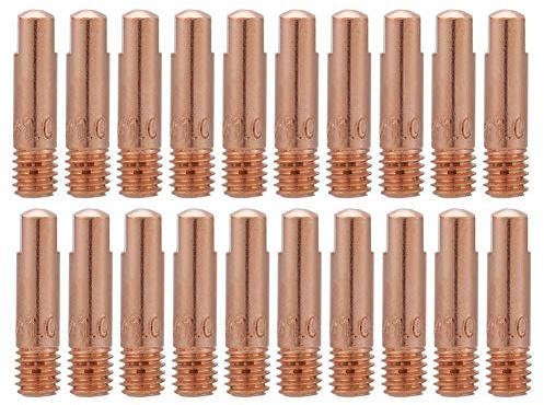 FTVOGUE Kupfer Kontaktspitze für 15AK MIG/MAG-Brenner 1,0mm | 20 Stück, Schweißspitzen aus rotem Kupfer, langlebig, temperaturbeständig, einfache Montage, für Industrie und Heimwerker