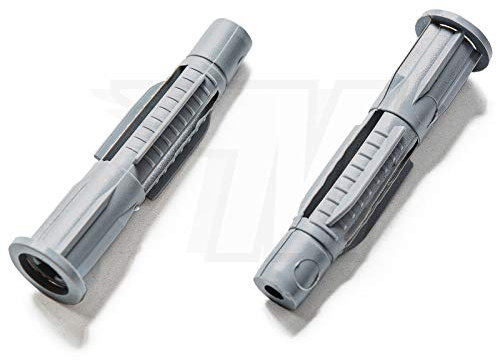 20x Universal Dowels for Solid Building Material Hollow Building Material Red/Grey with Collar, Grey