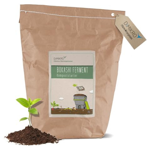 DIMIKRO Bokashi fermentación Seca - Compostador y Ayuda de fermentación para Cubo de bokashi - con microorganismos eficaces + folleto informativo de 6 Lados para aplicación de bokashi
