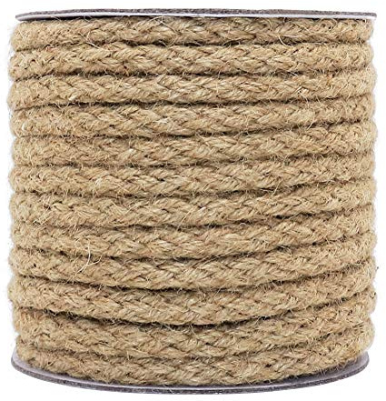 Tenn Well 8mm Jute Rope, 52 Feet Braided Jute Cord Thick Twine Rope for Crafting, Cat Scratching Post, Gardening, Farmhouse Decor, Home Decor