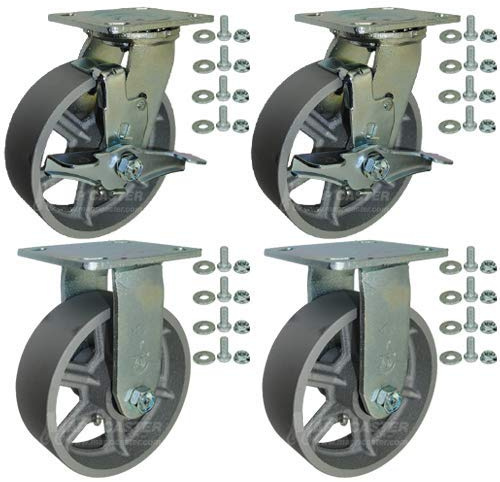 Mapp Caster BBQ Pit 6 Steel Caster Kit with Mounting Hardware, 5,000 Lbs. Total Capacity
