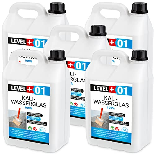 Level Plus 01 Kaliwasserglas 28-30 Unverdünnt 25 Liter Haftgrund Abdichtung | Holzimprägnierung Pur Wasserglas 100%, Beton Versiegelung Wetterfest