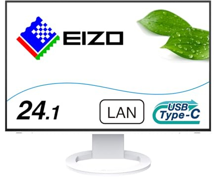 EIZO FlexScan EV2495-WT 61,1 cm (24,1 Zoll) Monitor (HDMI, USB 3.1 Hub, USB 3.1 Typ C, RJ-45 LAN, DisplayPort, 5 ms Reaktionszeit, Auflösung 1920 x 1200) weiß