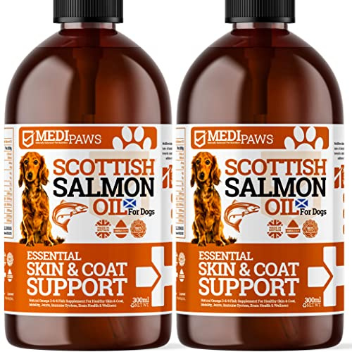 MediPaws Scottish Salmon Oil For Dogs, Cats, Horse, Ferret & Pet - Pure Omega 3, 6 & 9 Fish Oil Food Treats Dog Supplement for Natural Coat, Immune Support, Itchy Skin, Joint & Brain Health