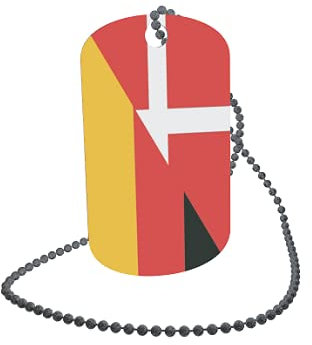U24 Dog Tag Erkennungsmarke ID Tag an Kette Flagge Dänemark-Deutschland Alu 30 x 50 mm
