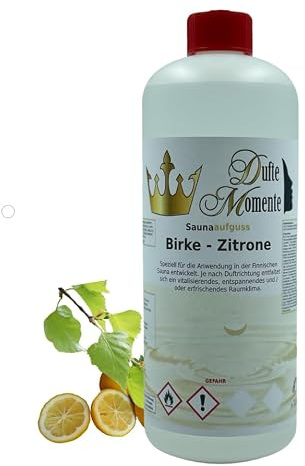 Dufte Momente Saunaaufguss-Konzentrat Birke-Zitrone 1 Liter – frisch & klar – geprüfte Qualität – konzentriert & ergiebig – vegan & Made in Germany