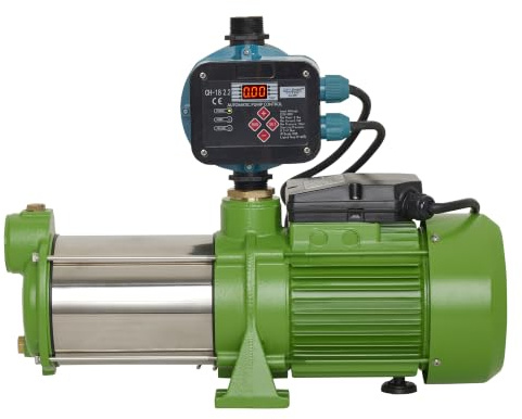 Gartenpumpe Set mit Druckschalter von CHM GmbH® einstellbare Kreiselpumpe Edelstahl 0,9 kw 5,5 Bar 5400 L/h