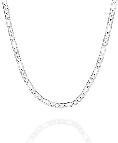 QUADRI - Halskette Herren Silber 925 - Figarokette - Geschenkidee | Breite 3.5 mm - Länge 41-61 cm - mit Verlängerung 5 cm - Vergoldet - Made in Italy