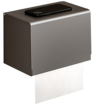 FIYSON Edelstahl Toilettenpapierhalter,Titan gebürstet Toilettenpapierhalter mit wasserdichter Staubschutzhülle und Aufbewahrungsbox,WC Halter Rollenhalter ohne Bohren für Küche und Badzimmer