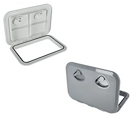 wellenshop Nuova Rade Inspektionsluke 315 x 440 mm, Inspektionsdeckel Weiß & Grau, wasserdichte Decksluke für Boot Caravan Wohnmobil Wohnwagen Größe Weiß abschließbar