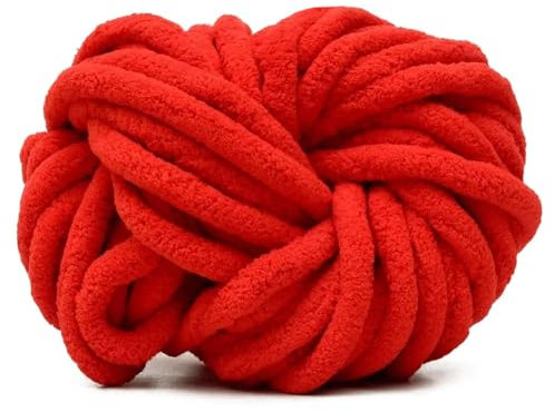 Maxee Dicke Wolle Garn 250g, Sperrige Armstricken Wolle, Soft Arm Knitting, XXL Grobstrick Weiches Wollgarn, zum Häkeln für Decke, Perfekt zum Weben von Haustier Nest, Decken, Zierkissen-Großes Rot