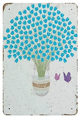 Oudrspo Cartel de hojalata de metal Libro de invitados de boda Tulipanes Cartel de hojalata vintage único Cartel de metal Decoración de pared País Cocina Hogar Decoración de garaje 12 x8