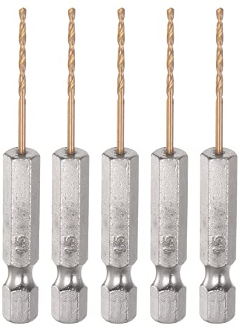 sourcing map 5uds 1/4 Hexagonal Vástago Taladros 1.5mm 62mm L M35 | Titanio Taladro Brocas Inoxidable Acero, Juego Alta Velocidad Acero Helicoidal Taladro, Metal, para Madera