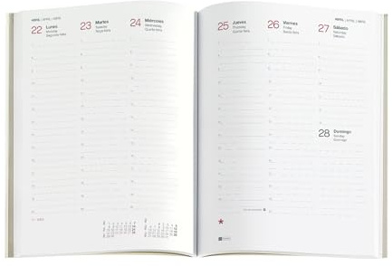 Miquelrius Taschenkalender 2024, Wochenansicht, vertikal, Größe Plus, 155 x 213 mm (ähnlich A5), Spanisch, Portugiesisch und Englisch