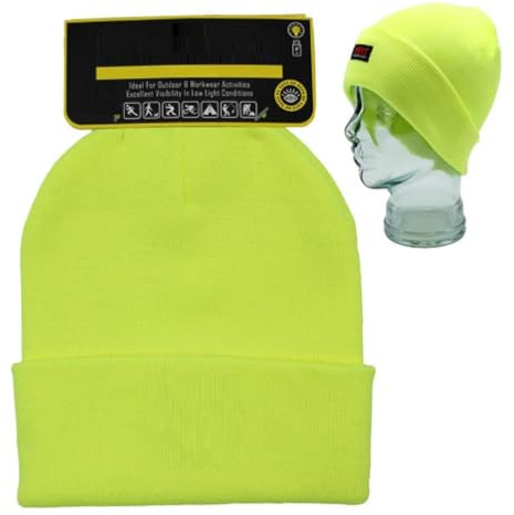 OnlyBee Fluoreszierende Beanie-Mütze für Erwachsene, Neongelb, neongelb, One size