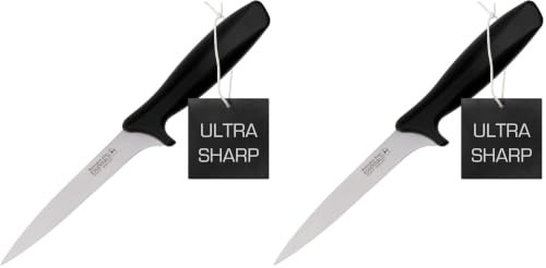 Rockingham Forge Essentials 8007 Range Lightweight Stainless Steel 6” Filleting Knife with Black Handle, Individually Carded (Pack of 2)