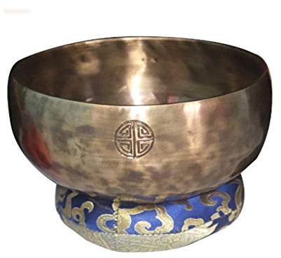 Cuenco Tibetano de Luna Llena con Sonido, Instrumento Musical Hecho a Mano, Agotamiento de Cobre, Yoga, meditación, Cuenco para Cantar con Sonido de Buda (un Color, 15 cm)