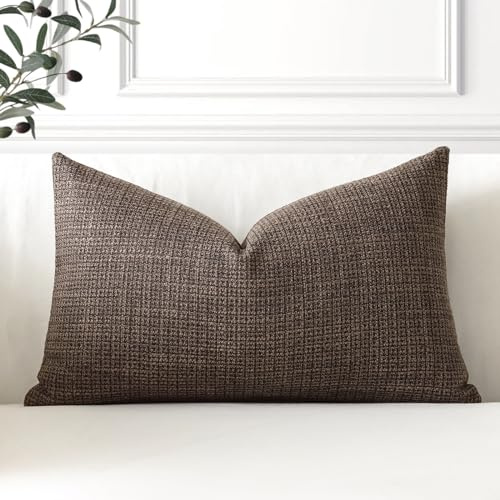 Artscope Set med 1 fyrkantiga linnekuddfodral 40 x 60 cm för heminredning soffa sovrum bil 16 x 24 mörkbrun