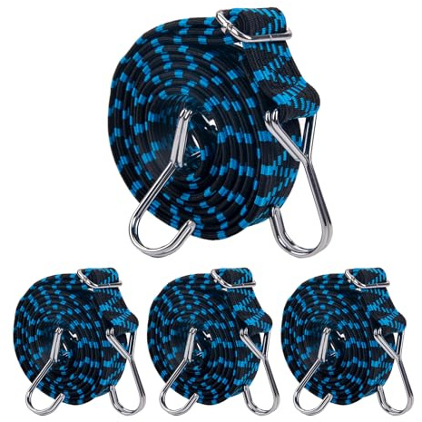 Spanngummi Mit Haken, 4er-Set Expander Mit Haken 100cm, Spanngurte Mit Haken, Gummispanner Mit Haken, Gummiband Mit Haken, Gummibänder Mit Haken, Spanngurt Mit Haken, Fahrrad Gummispanner(Blau)