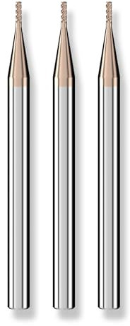Cleqee Lot de 3 fraises à queue en carbure de tungstène - Fraise carrée de 1 mm - Revêtement AlTiN - 4 lames - Foret hélicoïdal CNC - Longueur de la lame : 3 mm - Longueur totale : 50 mm - Diamètre de