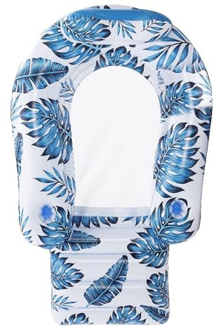 Tumbona inflable de la piscina, sillón flotante inflable,Tropical Leaves Grandes sillas flotantes para piscina con reposacabezas y reposapiés - Silla flotante para piscina, juguetes de fiesta para