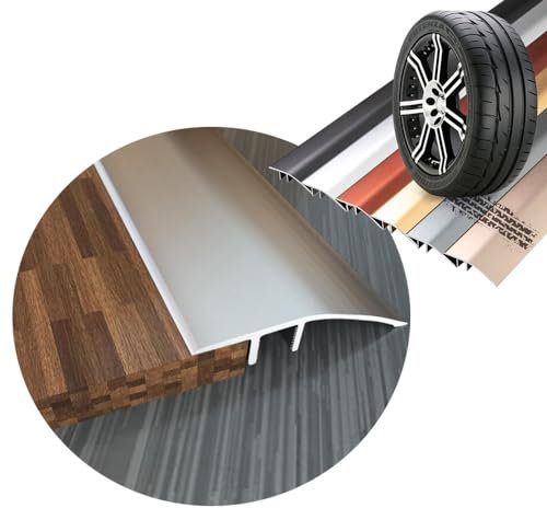 SKINCATE Bodenübergangsstreifen 52mm Breite, Aluminium Übergangsprofil Ausgleichsprofil Höhe 7-15mm/15-20mm,Türschwelle-Übergangsschiene, Boden/Teppich Zu-Fliesen Abdeckleiste(Color:Silver,Size:L90cm/