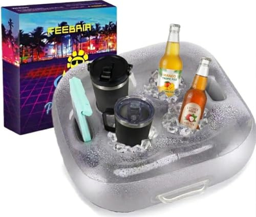 Aufblasbarer schwimmender Pool Getränkehalter mit，Großes Fassungsvermögen - Ideal für Pool, Party, Strand und Whirlpool，6 Löchern