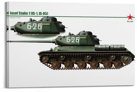 JTLFXY Poster mit sowjetischem Panzer aus dem Zweiten Weltkrieg (IS-1, IS-85), Poster mit schwerem Panzer, dekoratives Gemälde, Leinwand, Wandposter und Kunstdruck, moderne