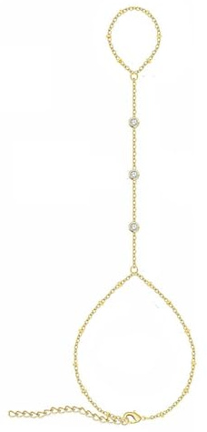 TOFBS Pulsera 18K Oro Acero Inoxidable Pulseras de Cadena de Mano Retro Esclavo Anillo de Dedo Pulsera Joyería Bohemia Regalos para Mujeres y Niñas