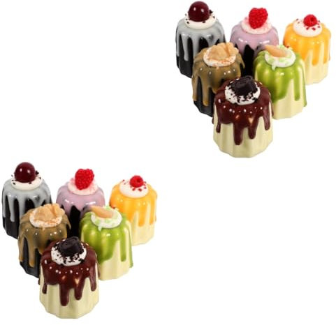 TOPBATHY 2 Sätze Gelee-mini-kuchendekorationen Kuchen-Food-Modelle Künstlicher Brotlaib Zur Präsentation Künstliche Torte Bürodeko Kleine Kuchenform Künstliche Kuchen PVC 6 Stück * 2