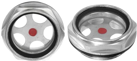 M METERXITY 2-Pack Vetro Di Livello Olio Per Compressore D'Aria, M42 X 1.5mm Vetro Temperato Senza Perdite Raccordo Esagonale Per Livello Olio Con O-Ring Per Compressore Finestra Di Ispezione