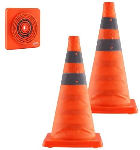 PGPAYH Leitkegel, Verkehrsleitkegel, Verkehrsleitpfosten, Leitkegel, zusammenklappbare Leitkegel, Bauleitkegel for Verkehrsregelung, Fahrtraining, Parkplätze(2 Pack,18 inch)