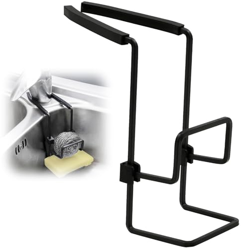 VIVIIHOO Schwammhalter Küche, 2 in 1 Organizer ohne Bohren, Spülschwammhalter für Spülenstopfen, Bürste, Schwarz - Platzsparendes Design, hohe Belastbarkeit, langlebiges Material.