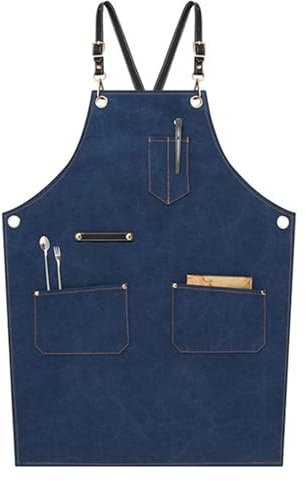 HLHLH Delantal de trabajo for hombre con bolsillos for herramientas y accesorios, lona encerada.(Blue)