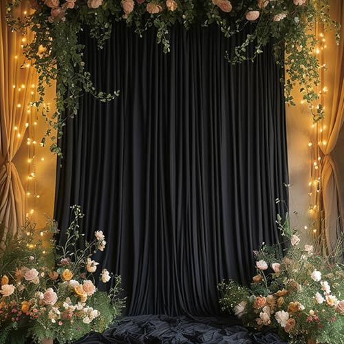 Eestfy Polyester knitterfreies Hintergrundtuch Rechteck Hochzeit & Event Verwendung Stab Tasche Design,Schwarz,200X200cm