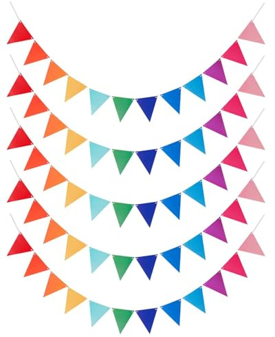 LEEQBCR Banderines Triangulares Bunting Banner, 5 tiras de 12,5 metros Banderines, Banderines Decorativos tela reutilizable, Cuerda Colgando Decoración,para Bodas Fiestas Guirnalda,Marca Apertura