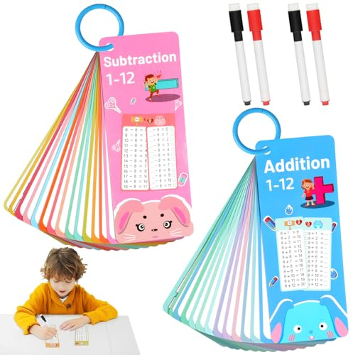 AOOHA Mathe Karten für Kinder,Einmaleins Lernkarten Set mit Löschbaren Stiften,Kleine Einmaleins für Grundschüler,Rechenhilfen Mathe,Mathe-Lernkartenspiel für Zuhause Schule