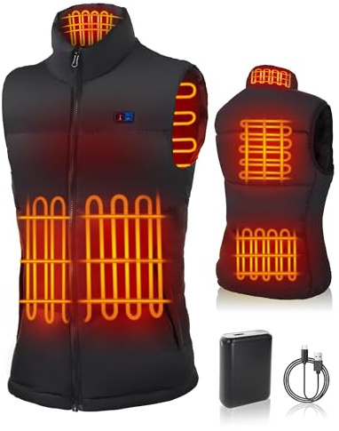 Mincoo Gilet Riscaldato Donna Uomo con Powerbank 18400mAh, Gilet Termico Elettrico 7.4V con 3 Livelli di Calore e 5 Zone Riscaldanti – Extra Caldo per Inverno, Lavoro, Sci e Attività Outdoor