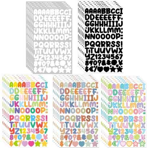 30 Blätter Selbstklebende Buchstaben Aufkleber Wetterfest Selbstklebend Alphabet Zahlen Sticker für Scrapbooking Bastelprojekte Scrapbooking DIY Deko Grußkarten Dekoration Markierung