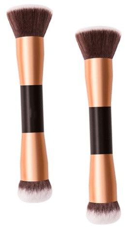 Veemoon 2 Stück Dual Head Portable Makeup für Puder und Angled Foundation Blush Brush Beauty Werkzeug für Reisen und Täglichen Gebrauch Puder für Make Up Details
