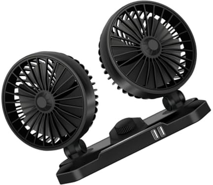 CONGARTENO Ventilador Coche Doble Cabezal con Rotación Ajustable Doble USB Portátil y Durable para Suv Furgoneta Rv y Atv