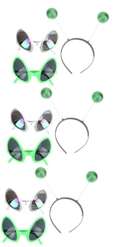Healvian 3 Sets Inflatable Headband Glasses Rainbow Lens Eyeglasses Costume Accessories for Halloween Extraterrestrial Cosplay Party Props