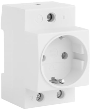 WEBMATEL Base Enchufe Schuko para Carril DIN 2P+T 2 Módulos 16A - Enchufe Modular Schuko Blanco